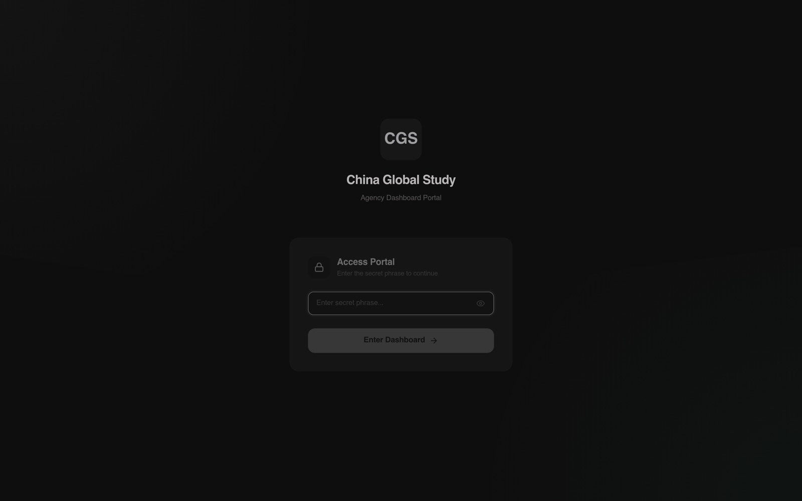 China Global Study — Placement agency — shipped, in daily use