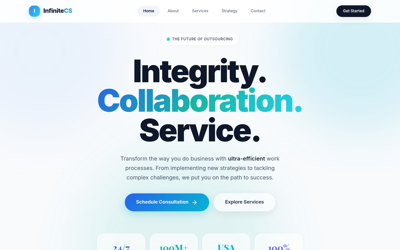 InfiniteCS — Enterprise marketing site — showcase