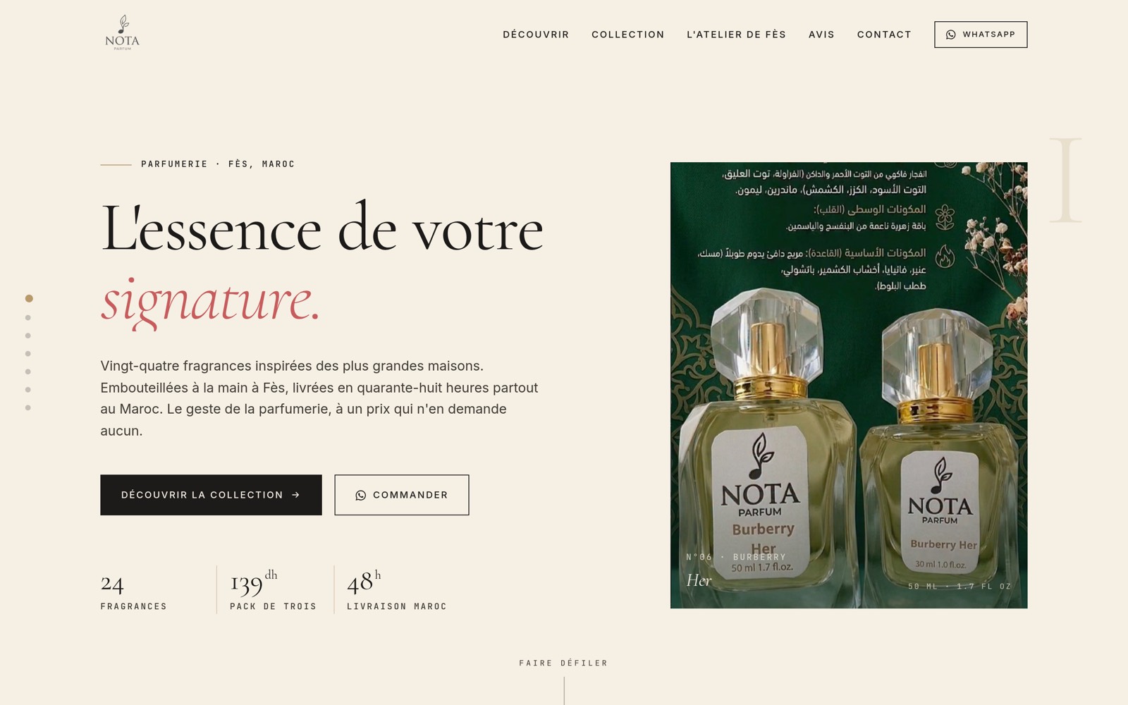 Nota Parfum — Fès perfume brand — concept
